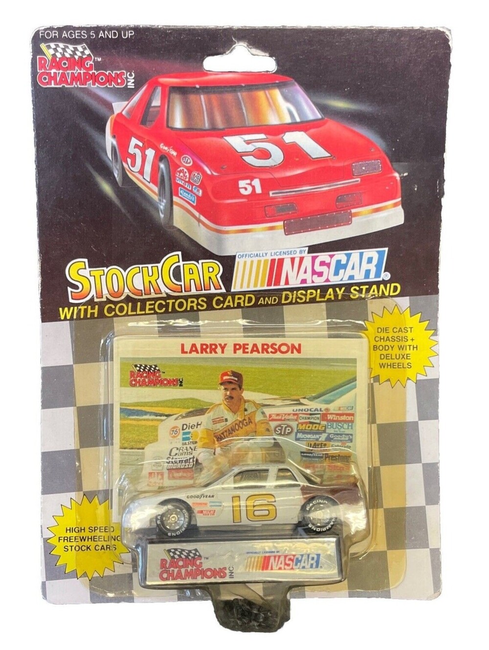 Larry Pearson #16 Racing Champions Stock Car 1:64 Scale Die Cast